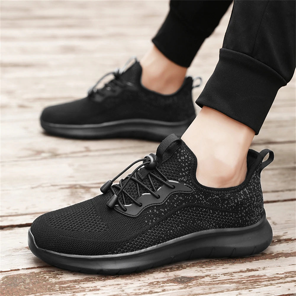 Men's WQT Flyknit Elastic Slip-On Sneakers – Lightweight Breathable Mesh Running Style Shoes with EVA Sole