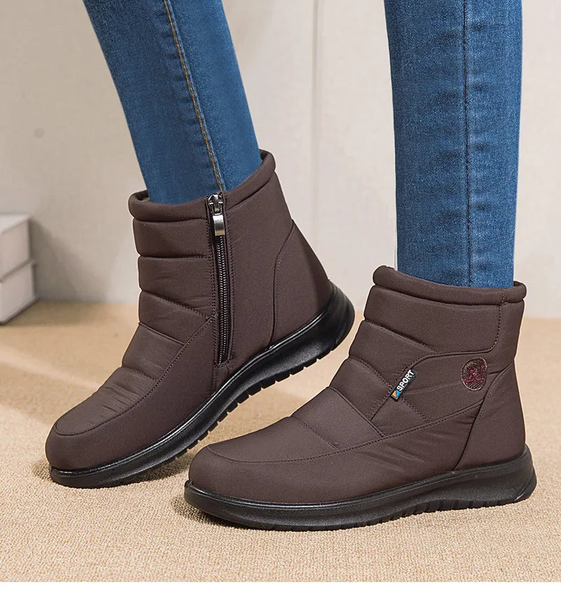 Women's 2024 Waterproof Ankle Snow Boots with Fur
