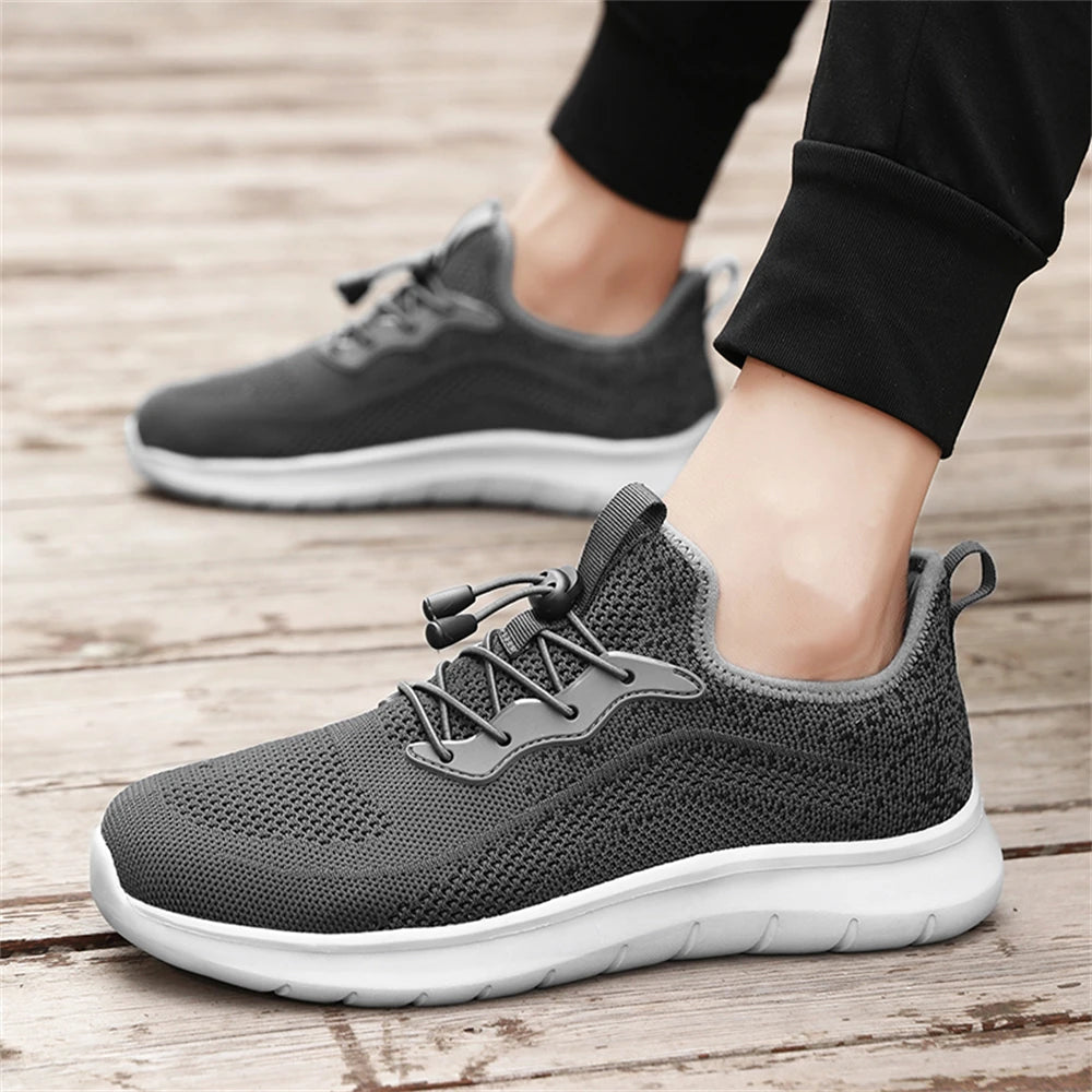 Men's WQT Flyknit Elastic Slip-On Sneakers – Lightweight Breathable Mesh Running Style Shoes with EVA Sole