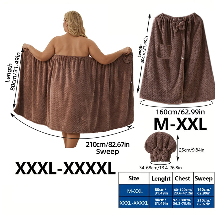 Women's Premium Bath Wrap & Hair Cap Set - Ultra Soft, Absorbent Microfiber (2-Piece)