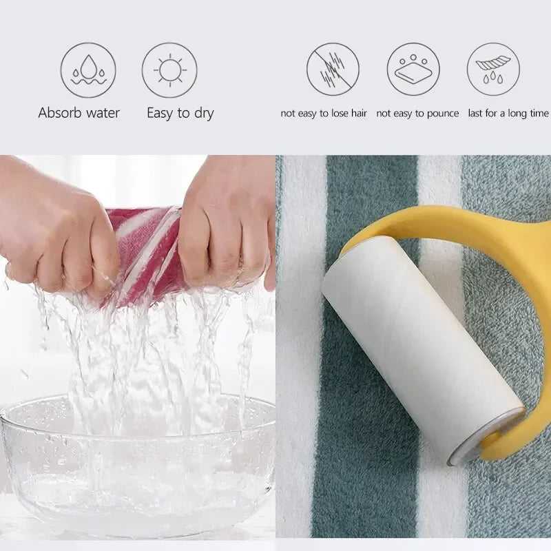 Striped Microfiber Towel Set - Ultra Soft Quick Dry Bath & Face Towels (2 Sizes)