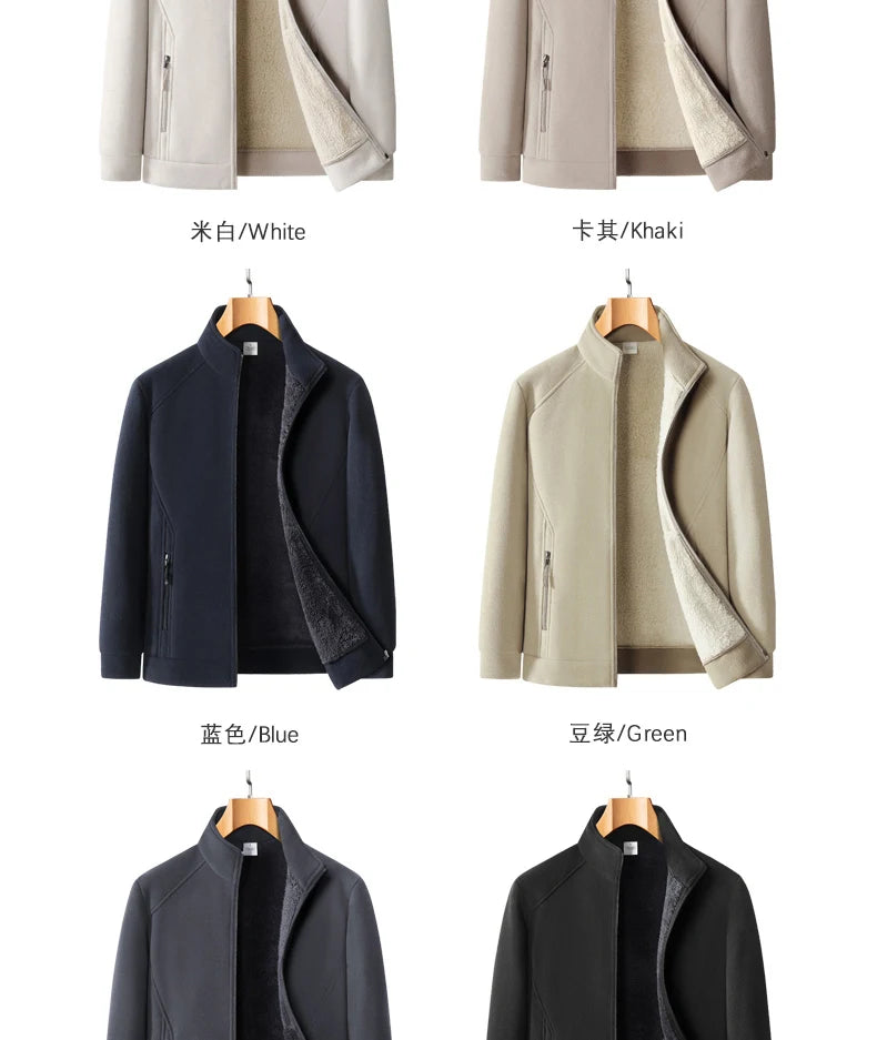 Men’s Stand Collar Zip-Up Casual Jacket with Zippered Pockets, Sizes M–8XL