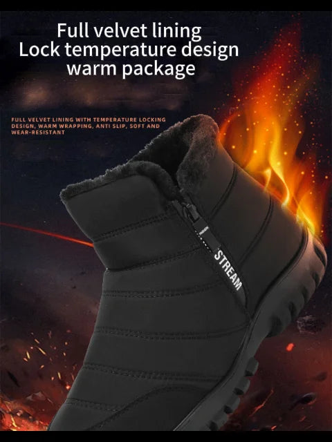 Men's Waterproof Winter Snow Boots – Faux Wool Lined Mid-Calf Zip Ankle Boot | Sizes 6.5–12