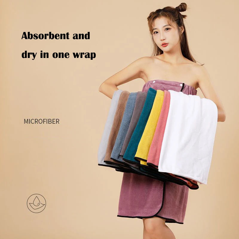 Premium Spa Towel Wrap Robe - Soft & Absorbent Cotton/Polyester, Quick-Dry & Wearable