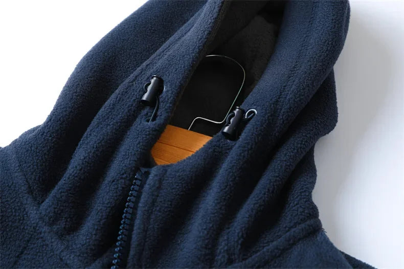 Men's Premium Winter Fleece Jacket - Stylish Hooded Wool Blend Coat for Outdoor Adventures