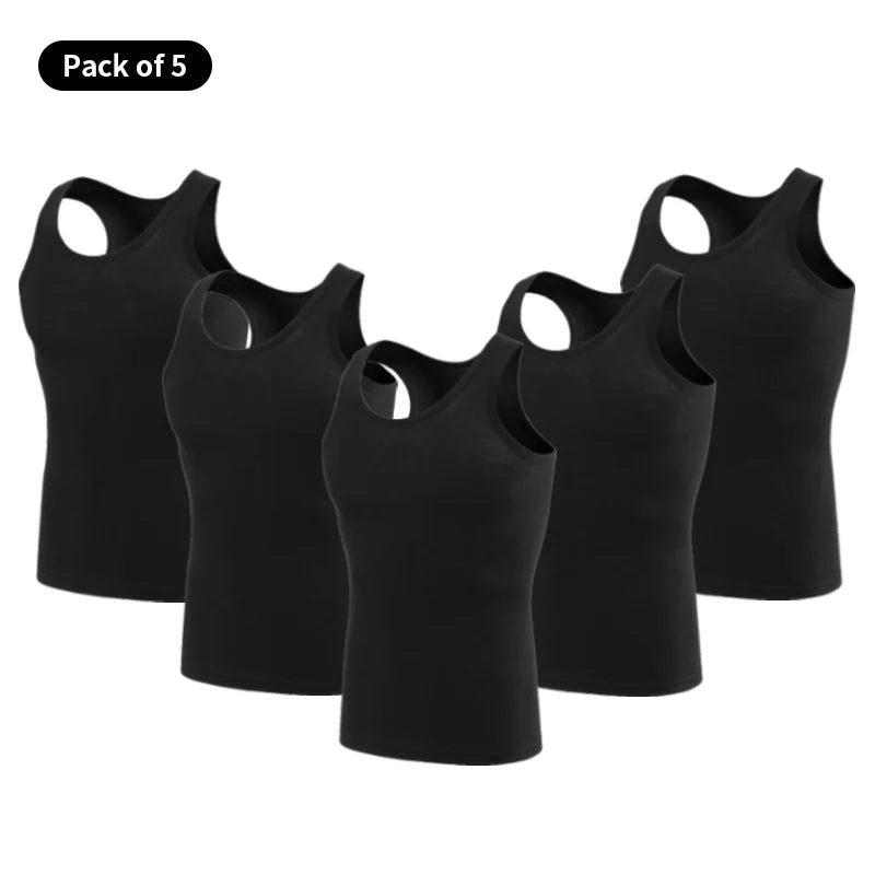Men's Cotton Sleeveless Tank Top | Skinny Fit Gym Fitness Vest – 1, 3 or 5 Pack Bundle | Casual Sport Training Undershirt