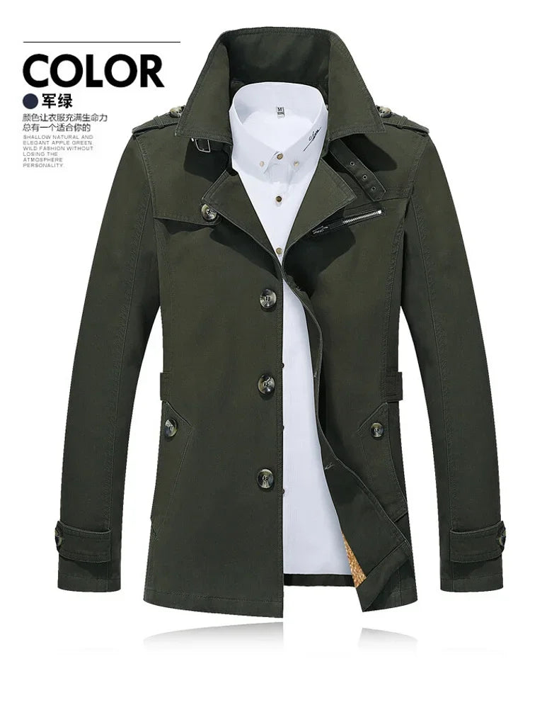 Men's Vintage Streetwear Windbreaker Coat - Thickened Warm Polyester Jacket for Outdoor Fashion