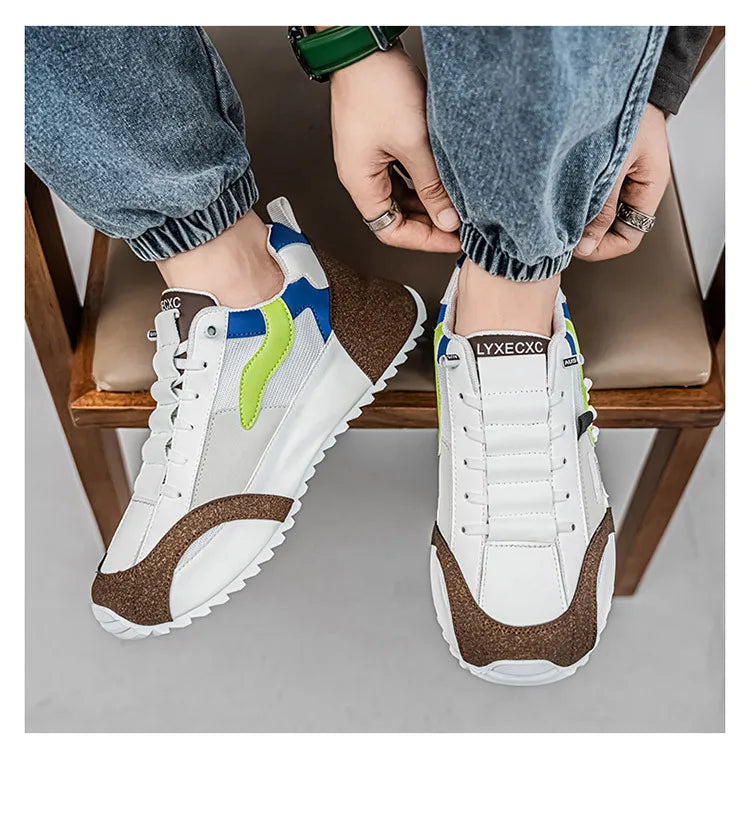 Syflyno Men's Lace-Up Athletic Sneakers — Breathable Mesh Running Shoes for Spring & Autumn | Anti-Slip Gym Trainers