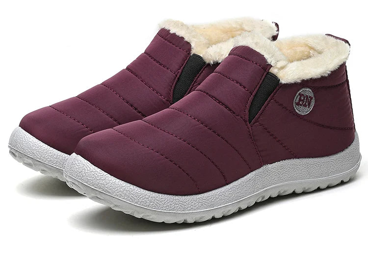 Men's Waterproof Winter Snow Boots - Plush-Lined Slip-On Ankle Boots