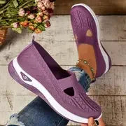 Women's Lightweight Knit Walking Sneakers - Breathable Low-Top Athletic Shoes