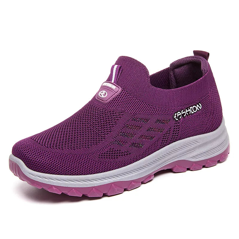 Women's Breathable Mesh Slip-On Sneakers – Lightweight EVA Comfort Walking Loafers with Rubber Sole