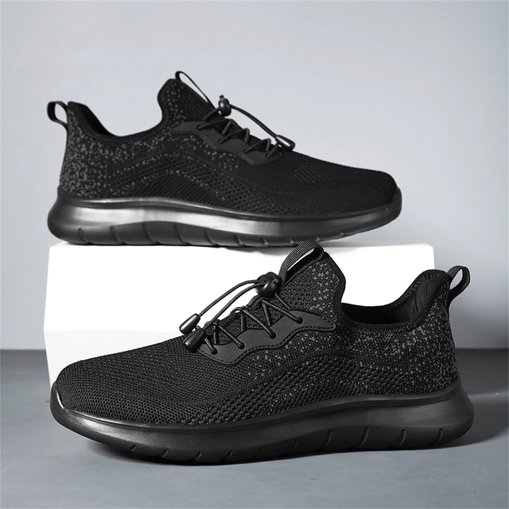 Men's WQT Flyknit Elastic Slip-On Sneakers – Lightweight Breathable Mesh Running Style Shoes with EVA Sole