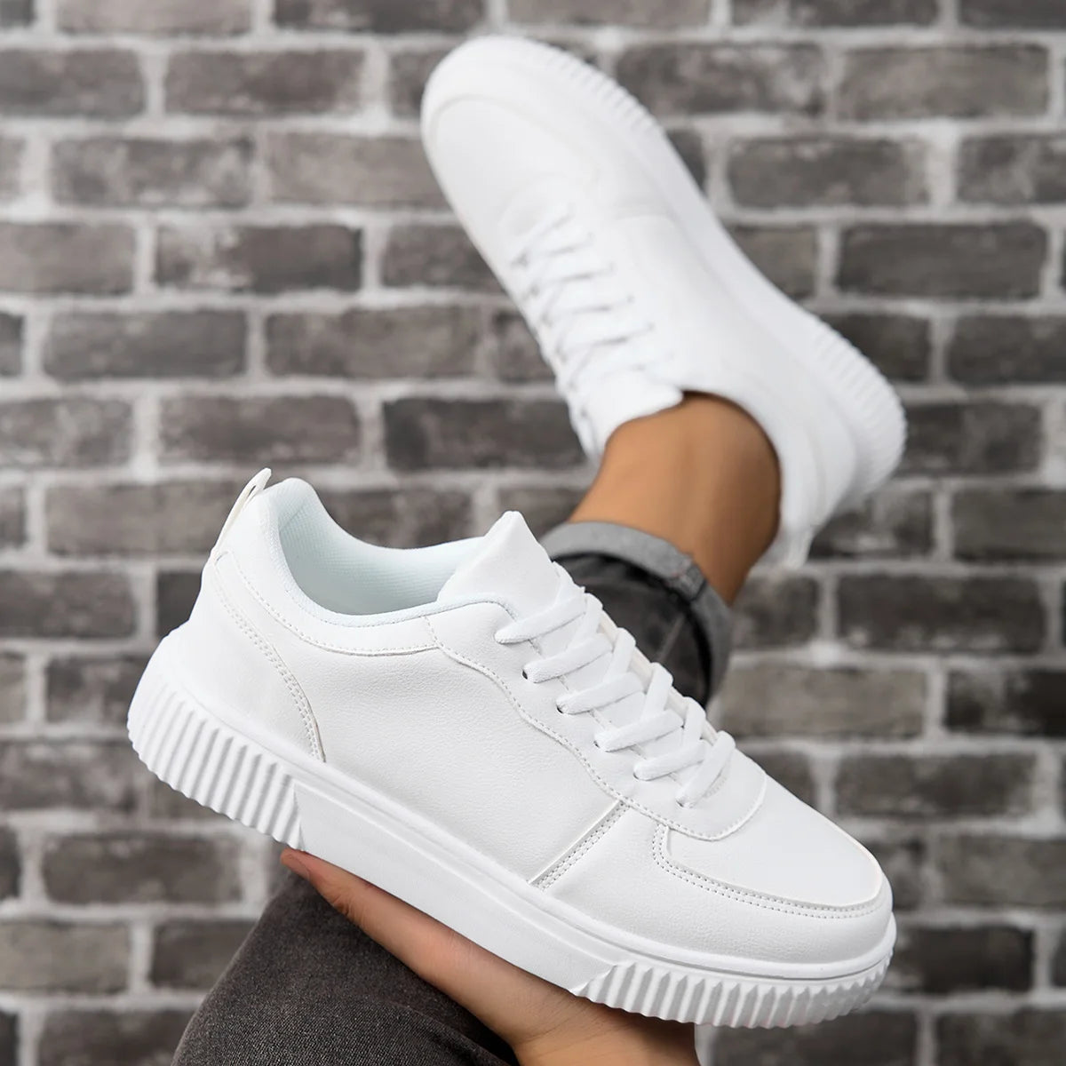 Women's Breathable Walking Shoes | Lightweight Casual Flat Shoes | Lace-Up | True to Size