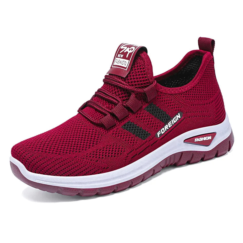 Women's Breathable Mesh Running Sneakers - Lightweight Athletic Walking Shoes with Anti-Slip Rubber Sole