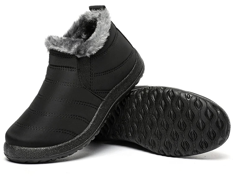 Men's Waterproof Winter Snow Boots - Plush-Lined Slip-On Ankle Boots