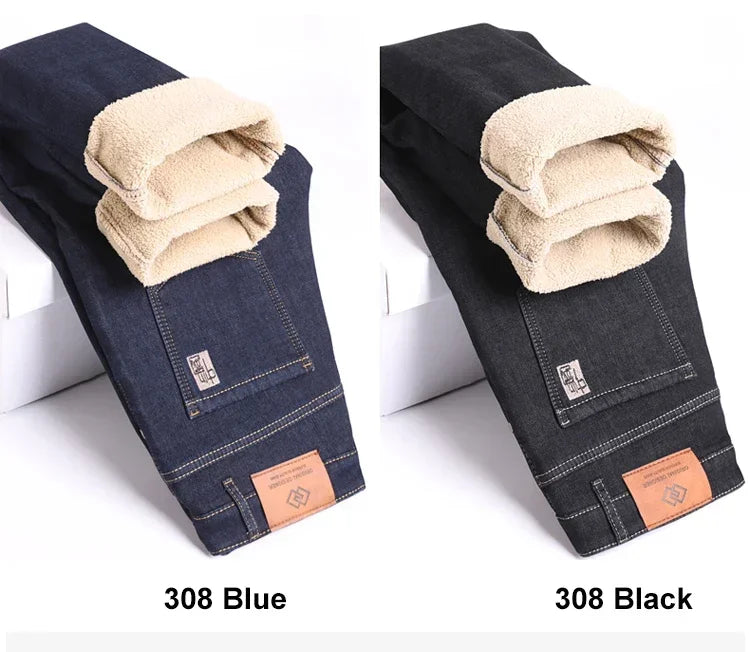 Men's 2023 Winter Fleece Jeans: Warm, Stylish & Versatile.