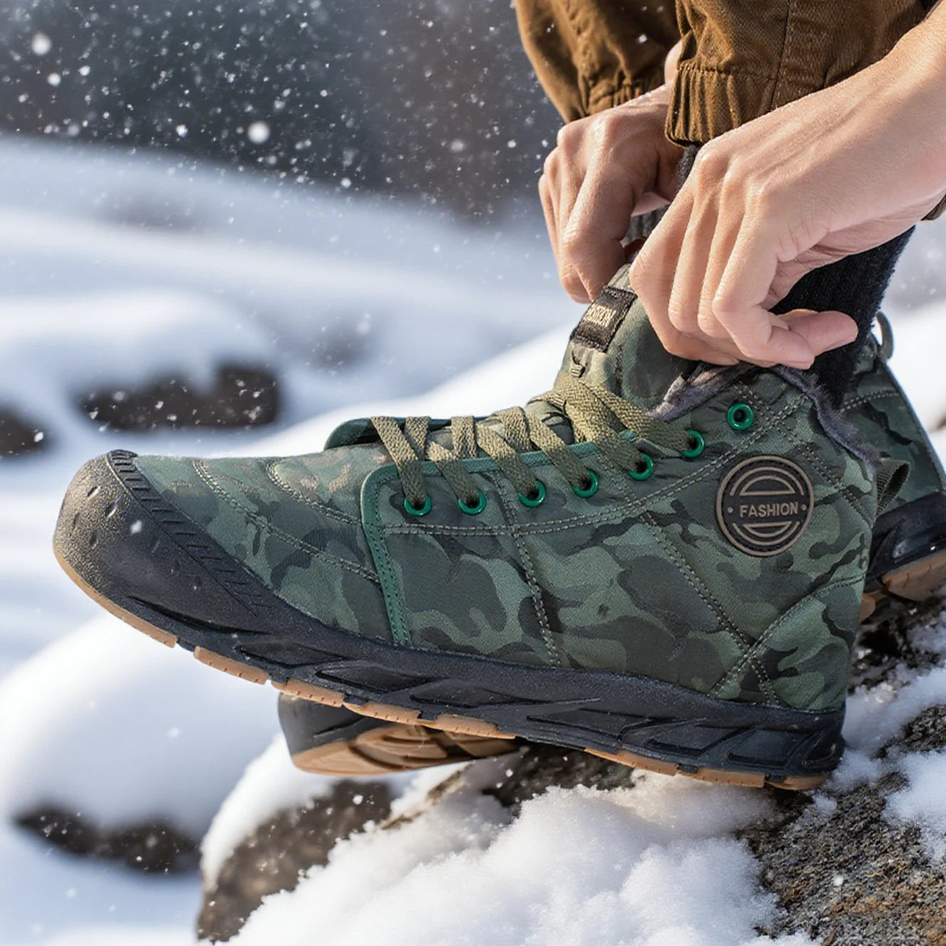 Men's LETCOMFIT High-Top Winter Snow Boots - Camouflage"