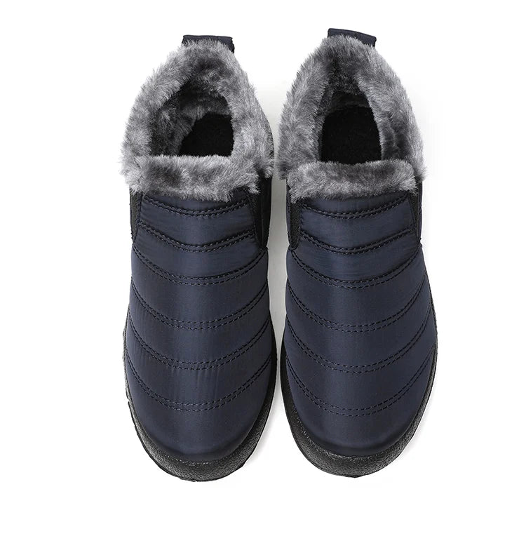 Men's Waterproof Winter Snow Boots - Plush-Lined Slip-On Ankle Boots
