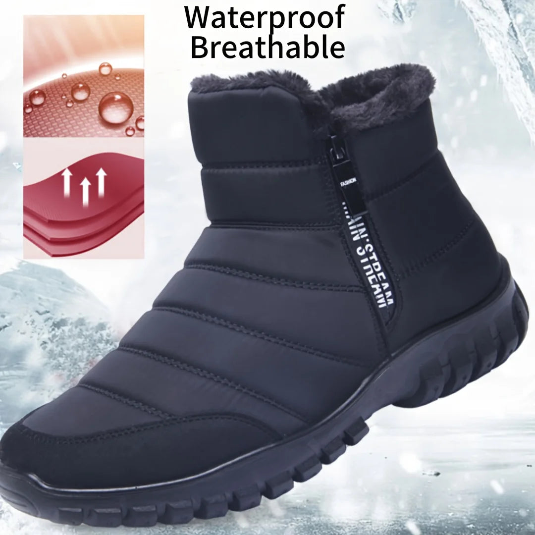 Men's Waterproof Winter Snow Boots – Faux Wool Lined Mid-Calf Zip Ankle Boot | Sizes 6.5–12