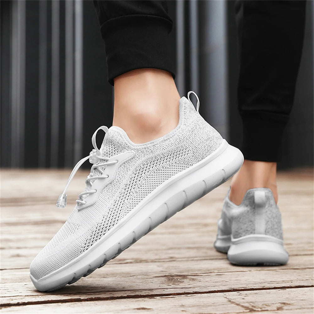 Men's WQT Flyknit Elastic Slip-On Sneakers – Lightweight Breathable Mesh Running Style Shoes with EVA Sole