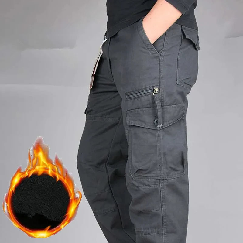 Men's Winter Cargo Pants - Fleece Lined Camo Multi-Pocket"