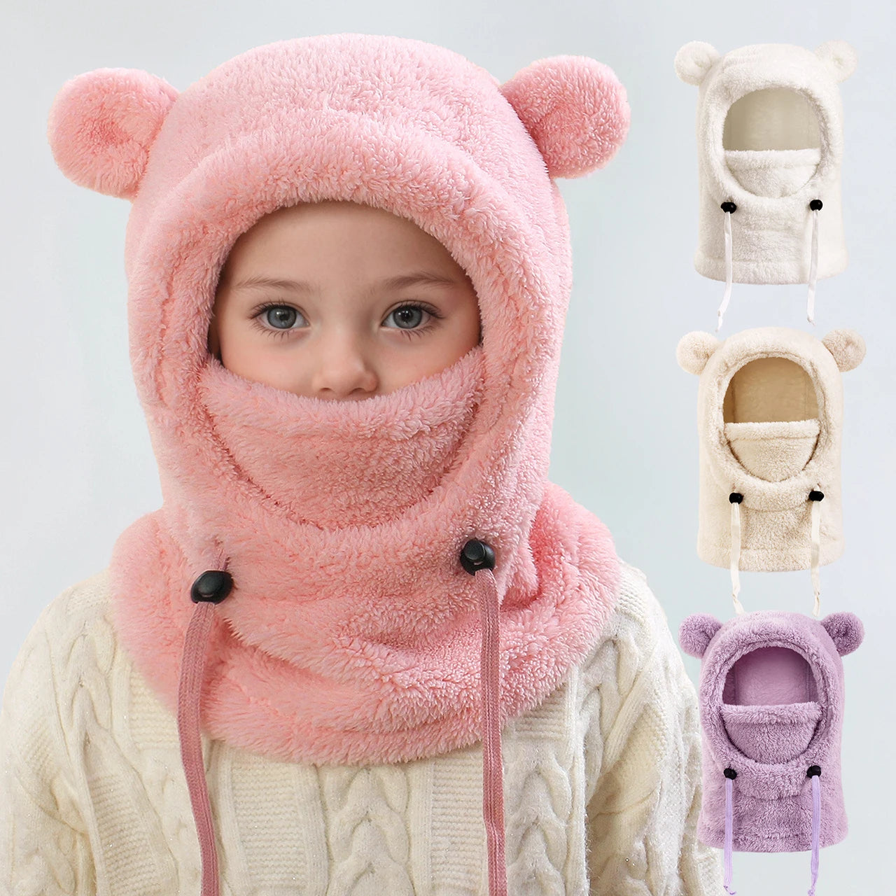  Unisex Toddler Winter Balaclava Hat - Plush Hooded Face Cover for Kids 13-24 Months"