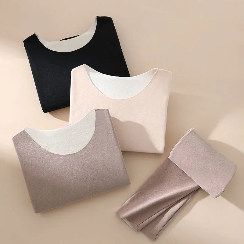 Women Thermal Underwear Winter Long Sleeve Bottoming Top Seamless