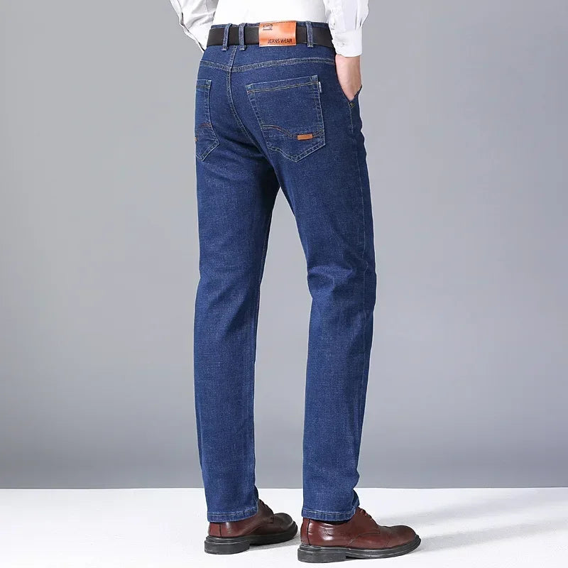 Men's 2024 Winter Fleece-Lined Casual Jeans - Regular Fit