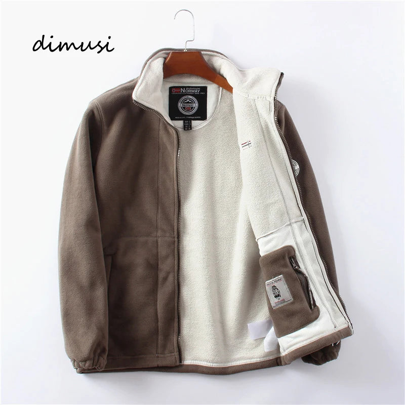 Men's DIMUSI Polartec Fleece Windbreaker Jacket - Experience Ultimate Warmth for Winter Adventures.