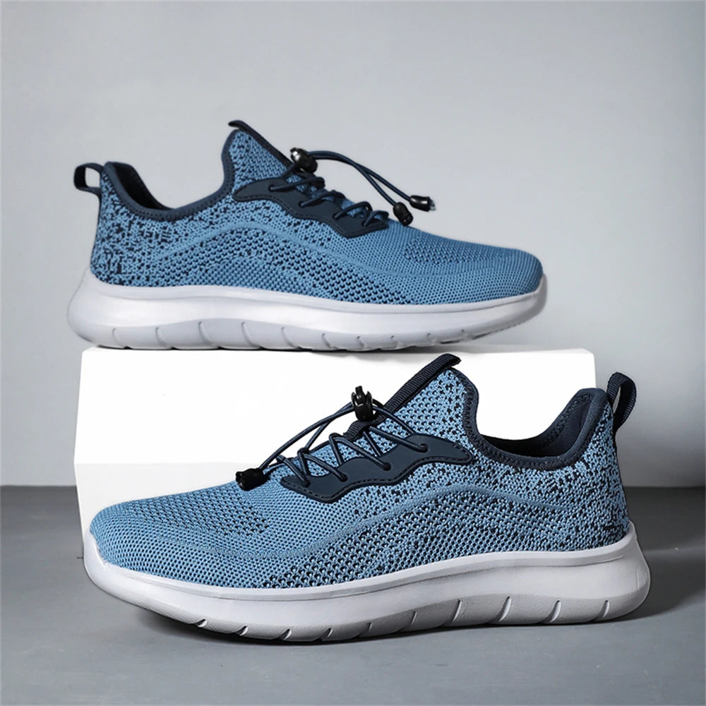 Men's WQT Flyknit Elastic Slip-On Sneakers – Lightweight Breathable Mesh Running Style Shoes with EVA Sole