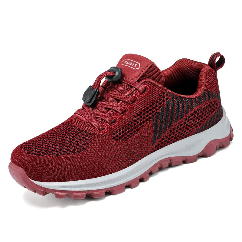 Women's Breathable Running Sneakers - Air Mesh Lace-Up Athletic Shoes - Lightweight Sport