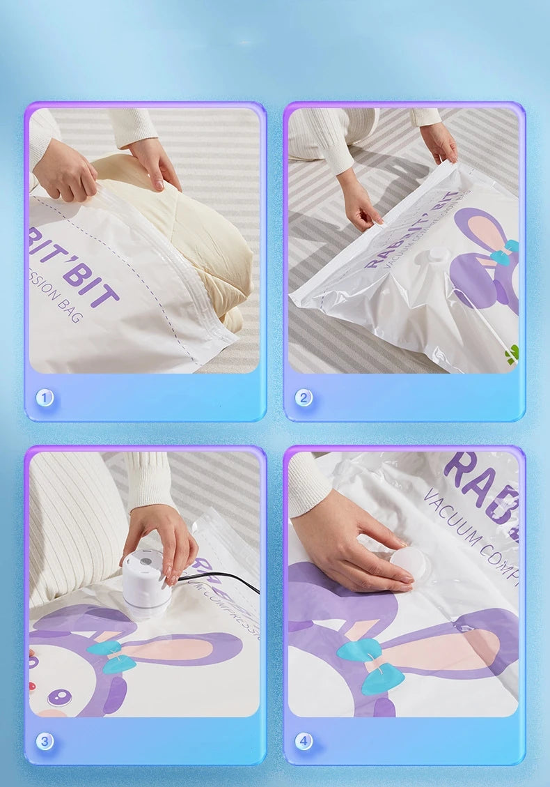 PEISI Vacuum Storage Bags for Clothes – Reusable Space-Saving Compression Bags with Hand Pump | Travel & Home Organizer | S/M/L/XL