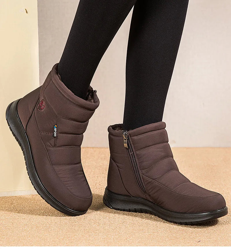 Women's 2024 Waterproof Ankle Snow Boots with Fur