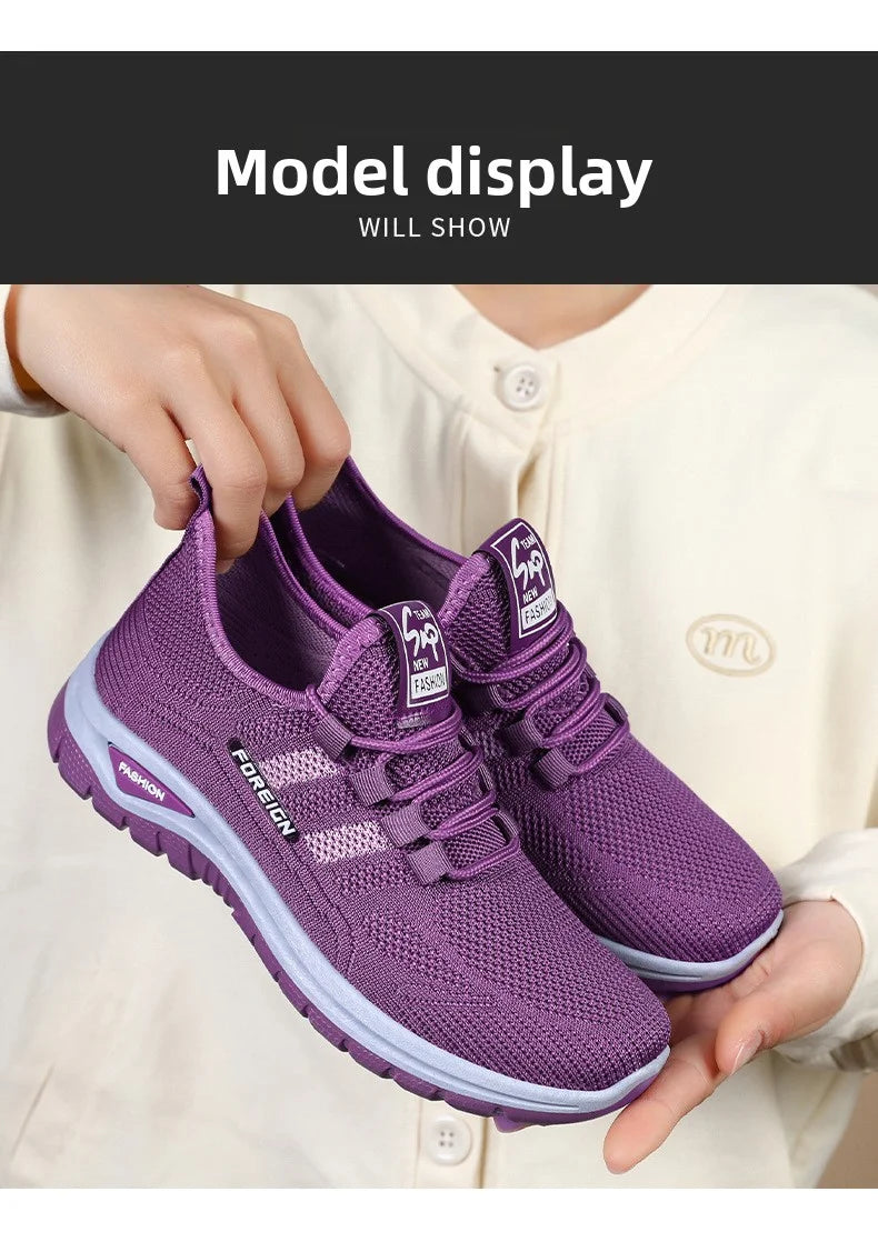 Women's Breathable Mesh Running Sneakers - Lightweight Athletic Walking Shoes with Anti-Slip Rubber Sole