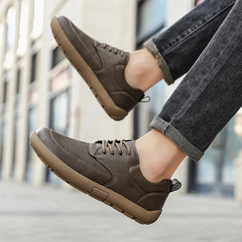 MIXIDELAI Men's Casual Platform Oxford Sneakers | Breathable Lace-Up Comfort Shoes | Spring Autumn