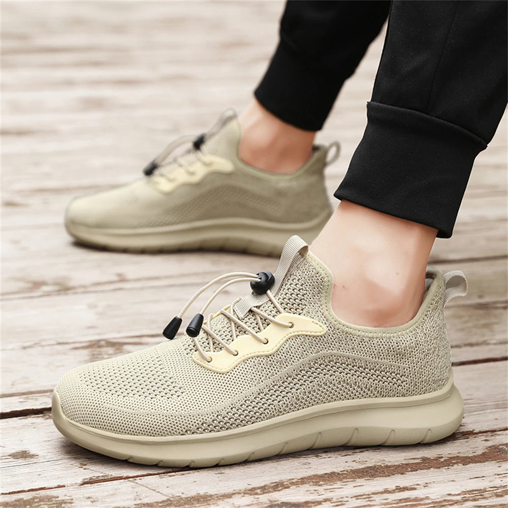 Men's WQT Flyknit Elastic Slip-On Sneakers – Lightweight Breathable Mesh Running Style Shoes with EVA Sole