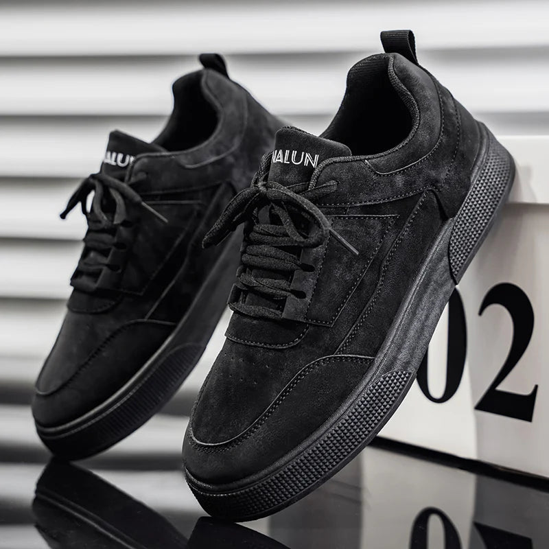 Men's Retro Skate Sneakers – Breathable Mesh Lining, Wear-Resistant Artificial Leather Lace-Up Shoes | White, Black & Grey | Spring/Autumn