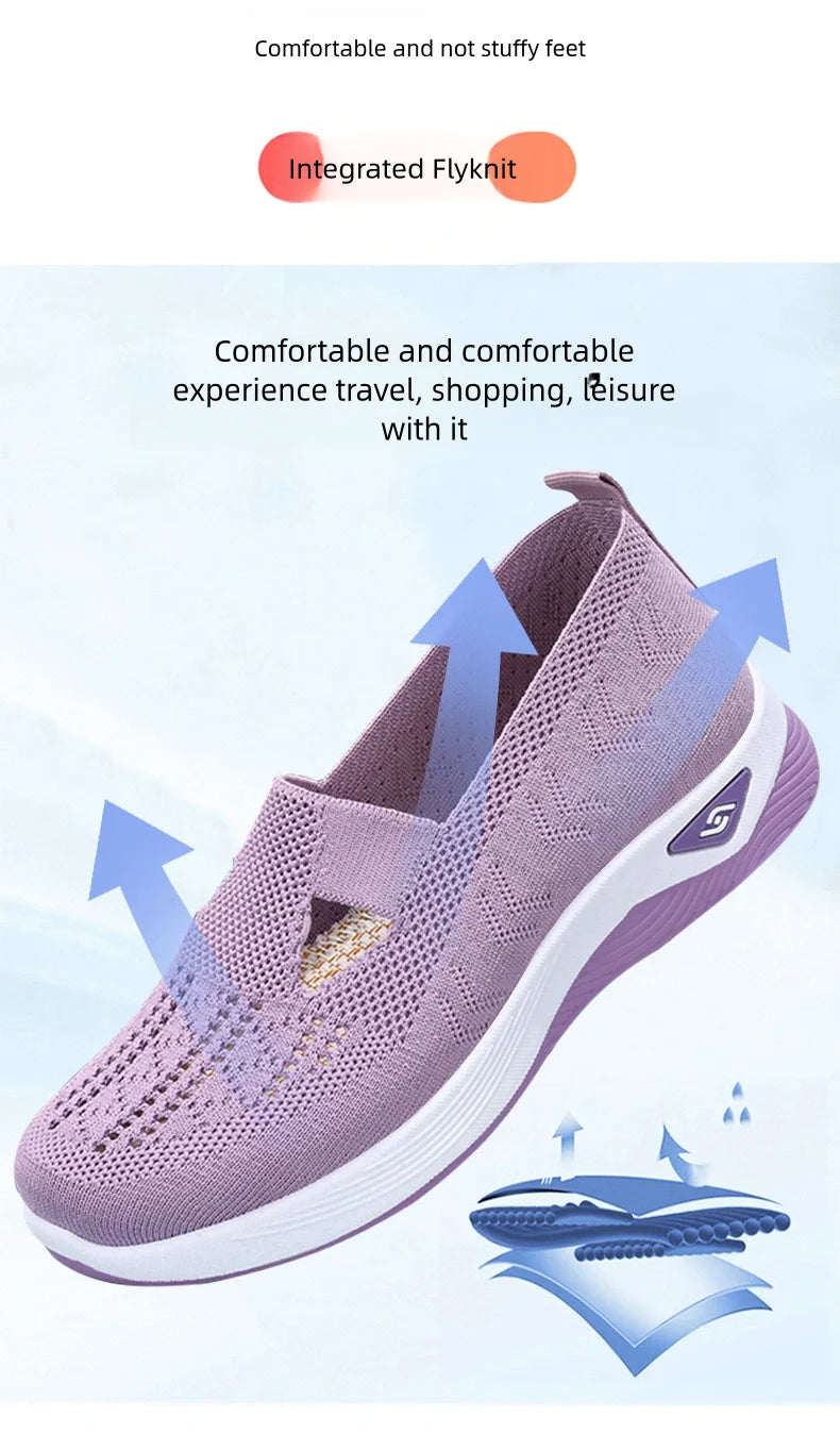 Women's Breathable Mesh Slip-On Sneakers – Lightweight Casual Walking Shoes with Soft Sole & Cutout Design