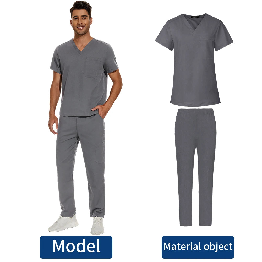 Men's V-Neck Scrubs Set - Stylish Medical Uniforms for Doctors & Nurses | Comfortable & Durable Lab Overalls