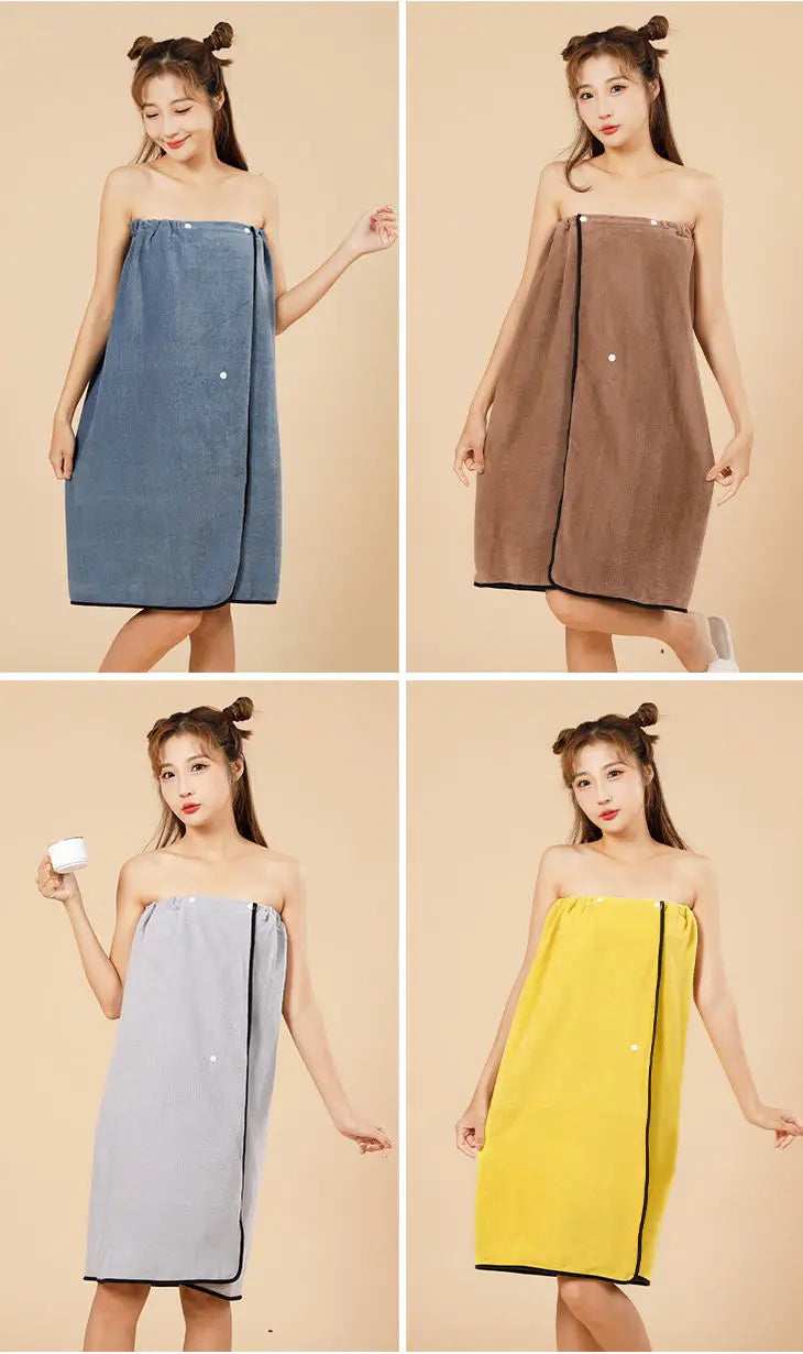 Premium Spa Towel Wrap Robe - Soft & Absorbent Cotton/Polyester, Quick-Dry & Wearable