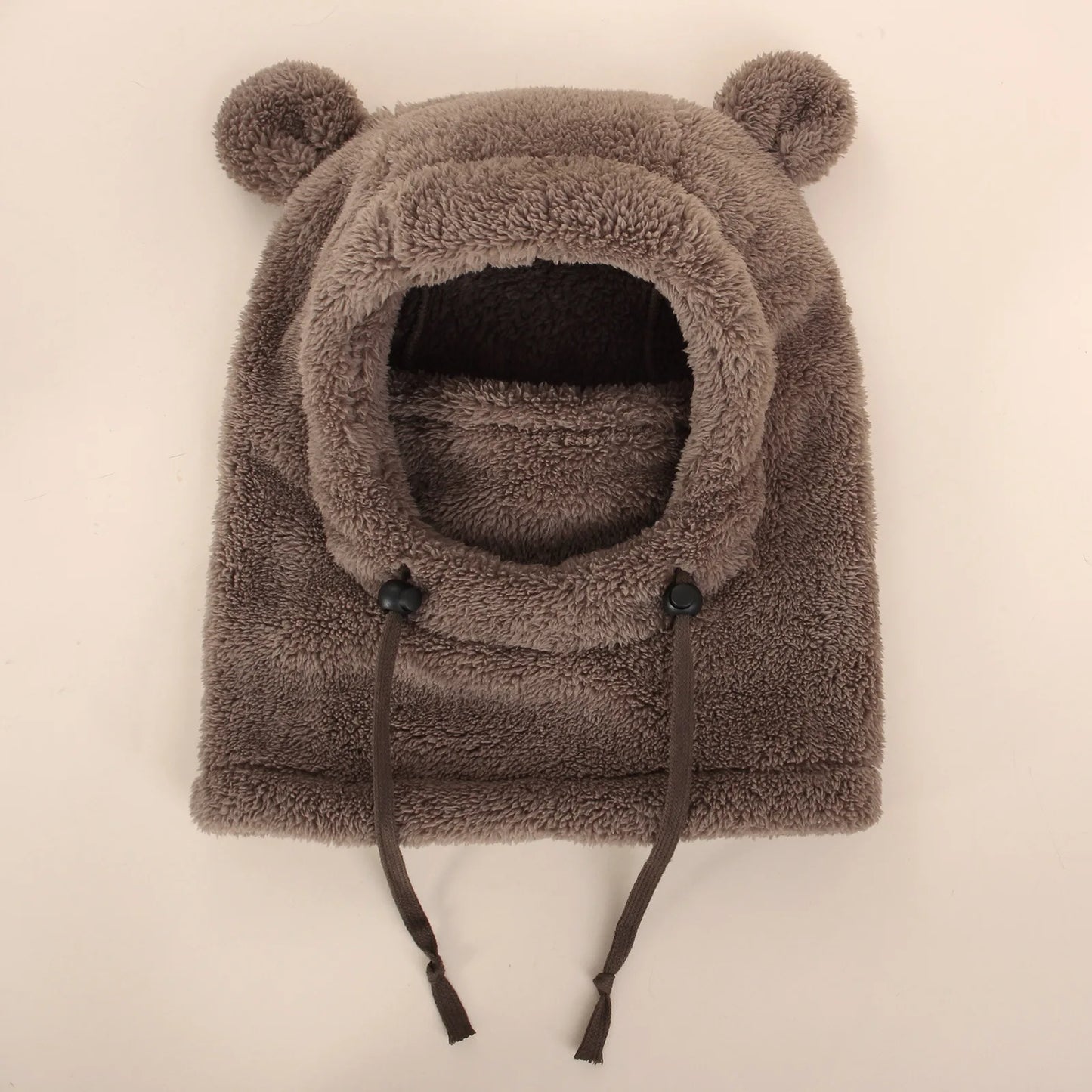 Unisex Kids Cute Bear Ear Winter Hood - All-in-One Face Cover & Scarf | Polyester Warm Balaclava Ages 2-8