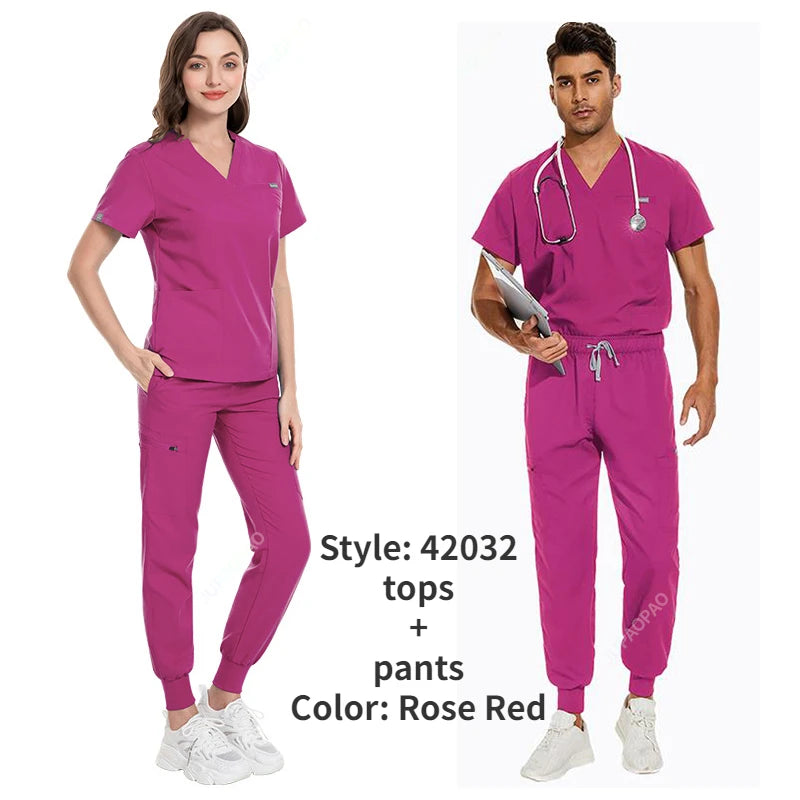 Women's Vibrant Multicolor Scrubs Set: Stylish Short Sleeve Top & Pants for Nurses & Pet Doctors