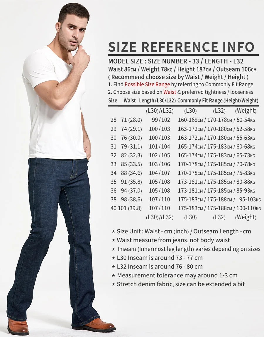 Men's Winter Stretch Fleece Jeans: Warm & Stylish Boot Cut.