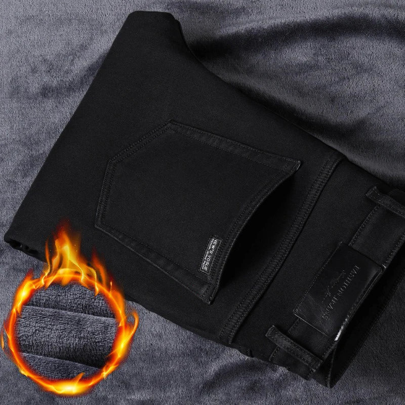 Men's Warm Velvet Pants - Fleece Lined Straight Leg Cut"