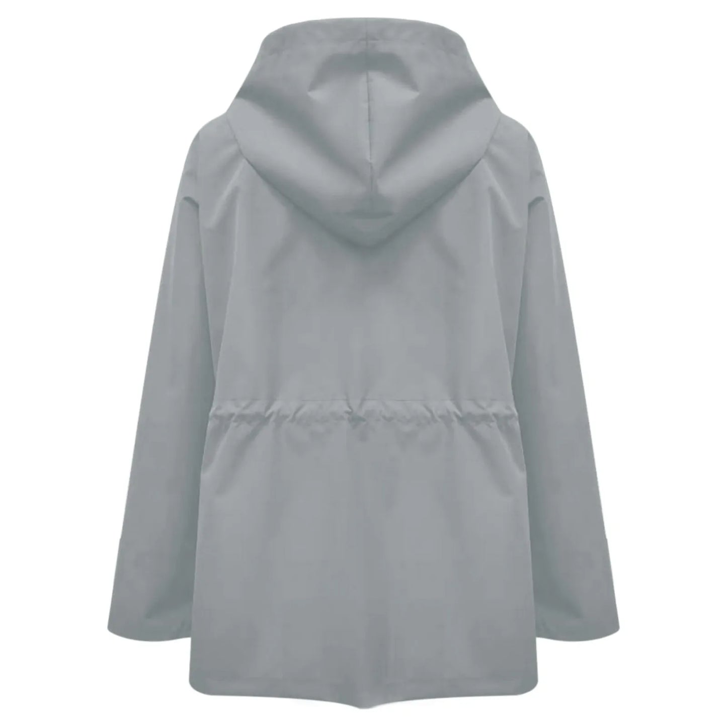 Women's Asymmetric Hooded Windproof Jacket — Plus Size Streetwear Zip-Up Coat with Flare Sleeves
