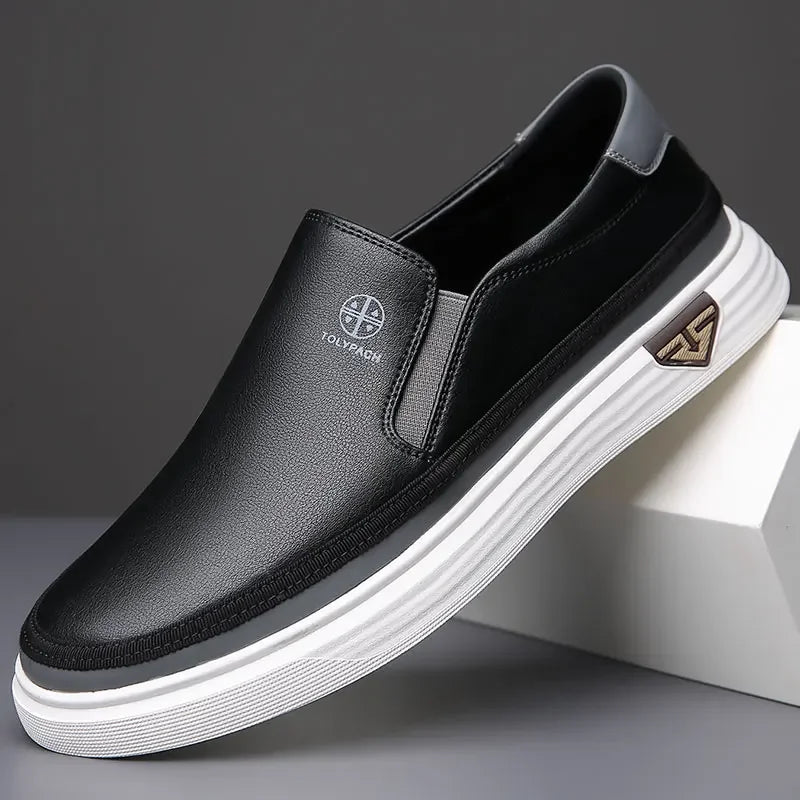 Men's Premium Slip-On Leather Loafers – Lightweight, Breathable & Comfortable for Work or Weekend
