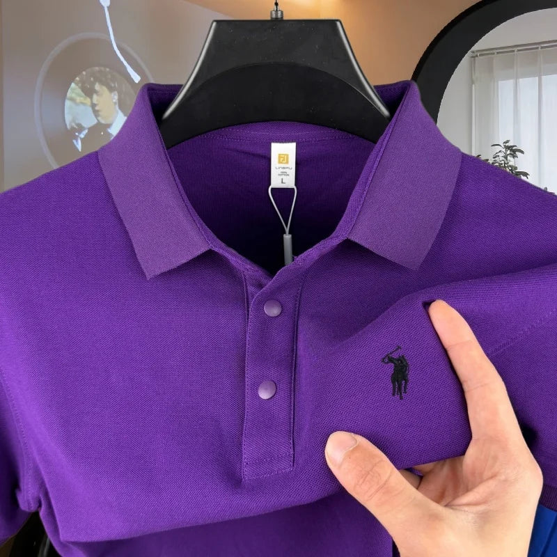 Men's 100% Cotton Short Sleeve Polo Shirt – Embroidered Pony, Breathable Summer Golf Top, Sizes M–4XL, 20+ Colors