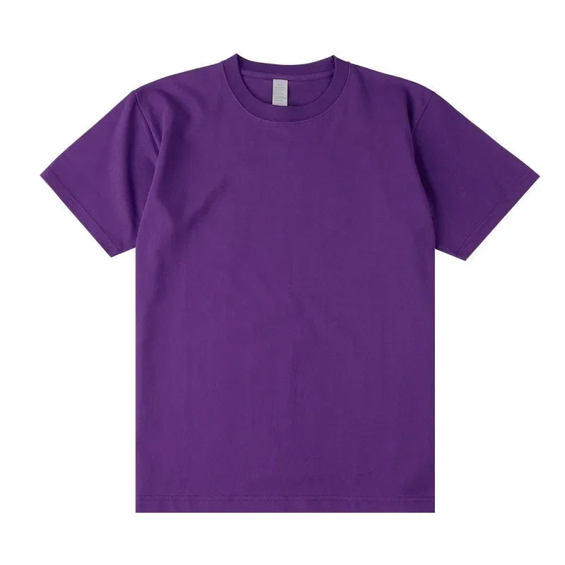 Men's 250g Combed Cotton T-Shirt | Heavyweight Solid Color O-Neck Short Sleeve Tee | Loose Casual Fit | XS–2XL