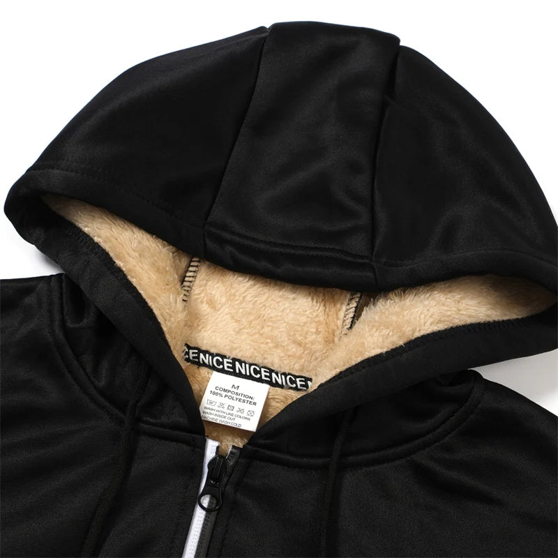 Men's Heavyweight Sherpa Fleece Lined Windproof Hoodie Jacket - Ultimate Winter Warmth & Style.