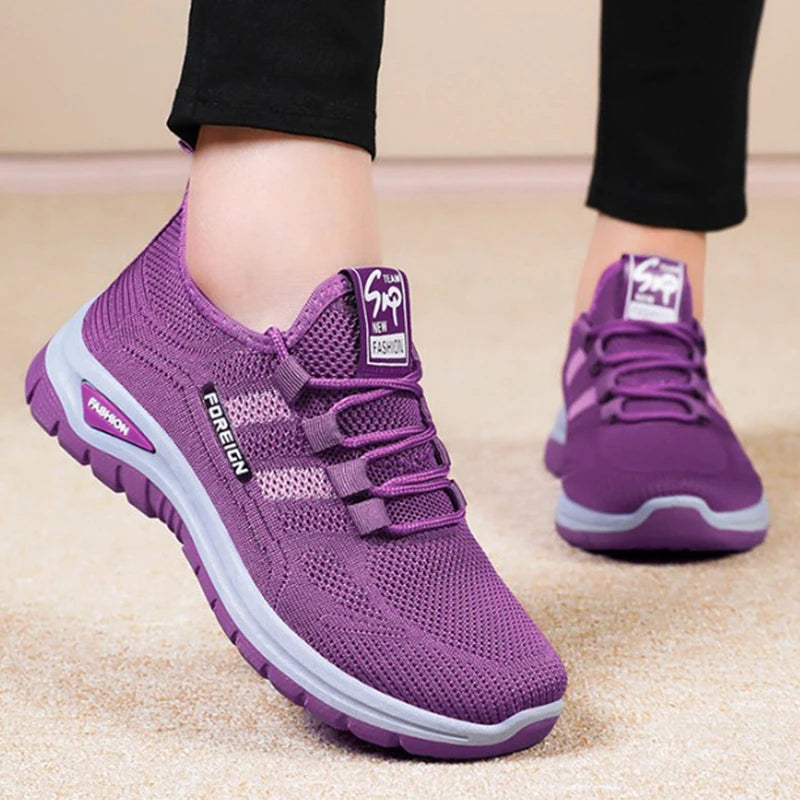 Women's Breathable Mesh Running Sneakers - Lightweight Athletic Walking Shoes with Anti-Slip Rubber Sole
